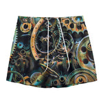 Steampunk Cogs And Gears Print Mesh Shorts