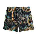 Steampunk Cogs And Gears Print Mesh Shorts