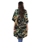 Steampunk Cogs And Gears Print Open Front Beach Cover Up