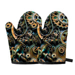 Steampunk Cogs And Gears Print Oven Mitts