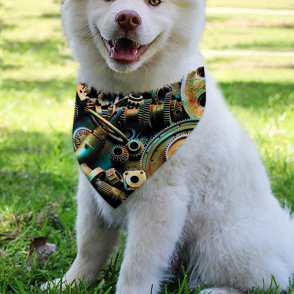 Steampunk Cogs And Gears Print Over The Collar Dog Bandana