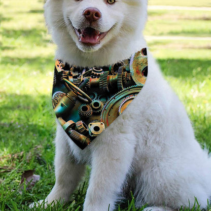 Steampunk Cogs And Gears Print Over The Collar Dog Bandana