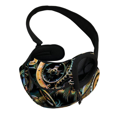 Steampunk Cogs And Gears Print Pet Sling Carrier