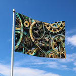 Steampunk Cogs And Gears Print Polyester Flag