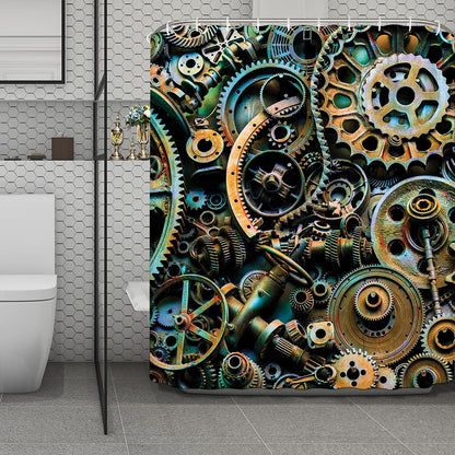 Steampunk Cogs And Gears Print Polyester Shower Curtain