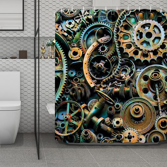 Steampunk Cogs And Gears Print Polyester Shower Curtain