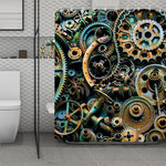 Steampunk Cogs And Gears Print Polyester Shower Curtain