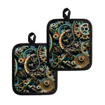 Steampunk Cogs And Gears Print Pot Holders