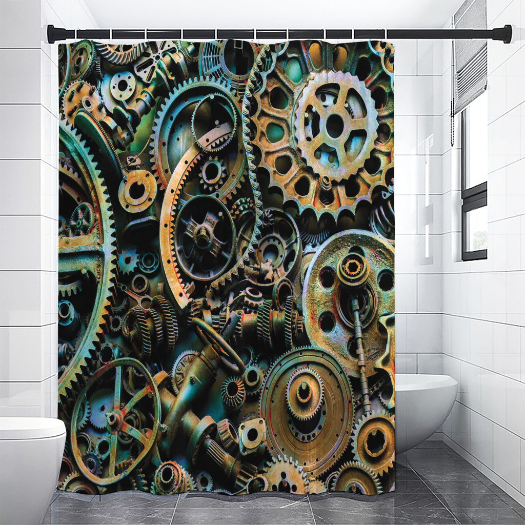 Steampunk Cogs And Gears Print Premium Shower Curtain