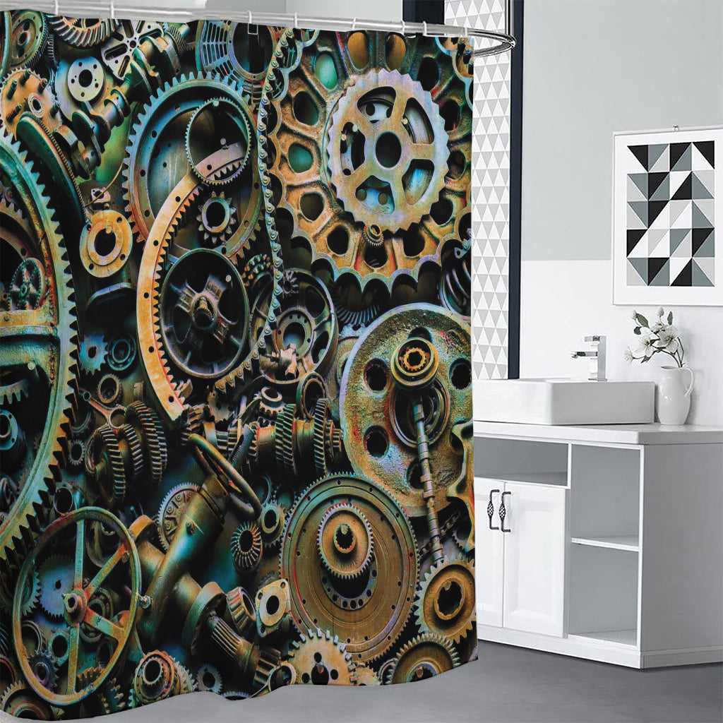 Steampunk Cogs And Gears Print Premium Shower Curtain