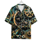 Steampunk Cogs And Gears Print Rayon Hawaiian Shirt