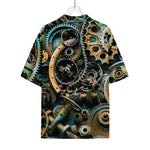 Steampunk Cogs And Gears Print Rayon Hawaiian Shirt