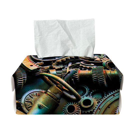Steampunk Cogs And Gears Print Rectangle Tissue Box Cover