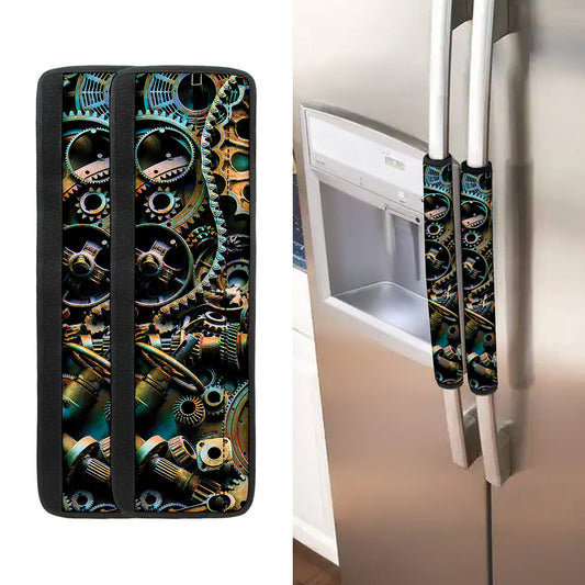 Steampunk Cogs And Gears Print Refrigerator Handle Covers