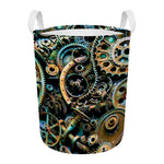 Steampunk Cogs And Gears Print Round Laundry Basket