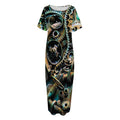 Steampunk Cogs And Gears Print Short Sleeve Long Nightdress