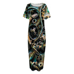 Steampunk Cogs And Gears Print Short Sleeve Long Nightdress