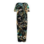 Steampunk Cogs And Gears Print Short Sleeve Long Nightdress