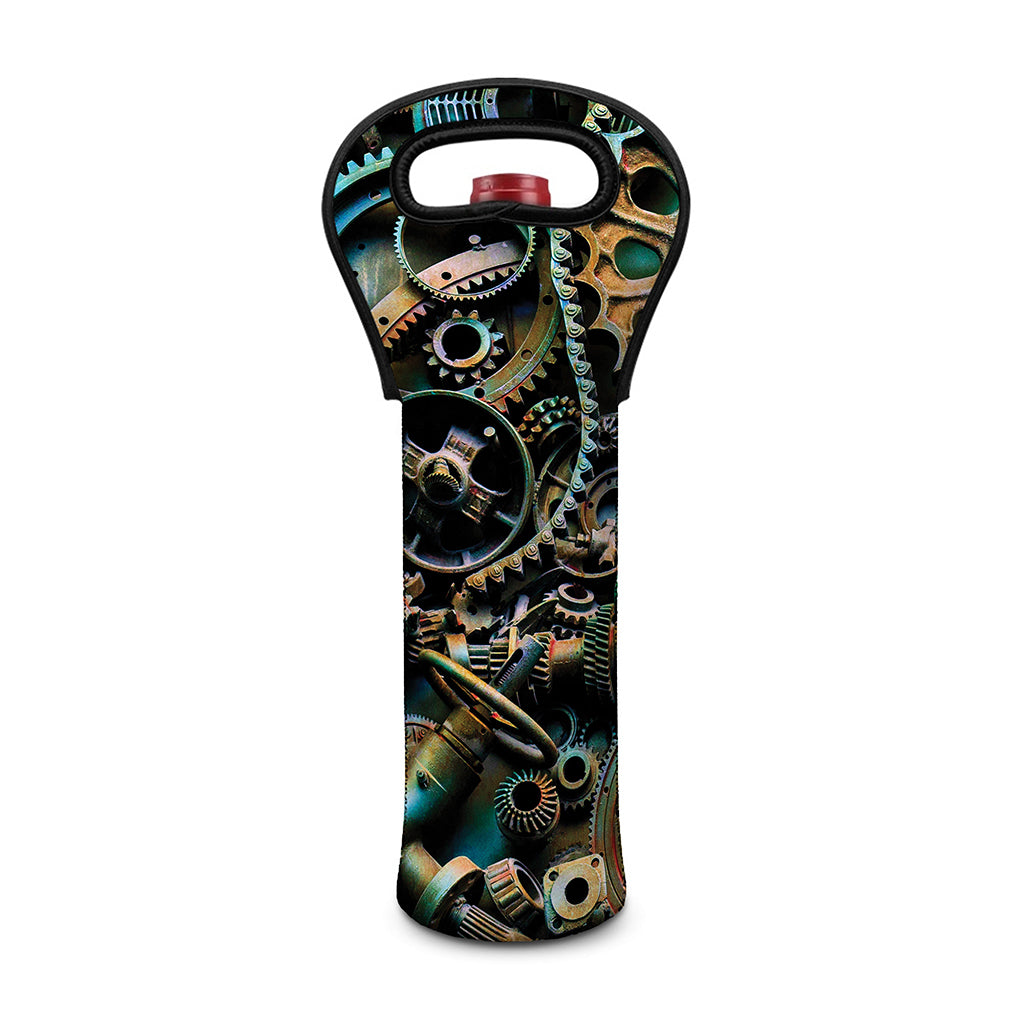 Steampunk Cogs And Gears Print Single Neoprene Wine Tote
