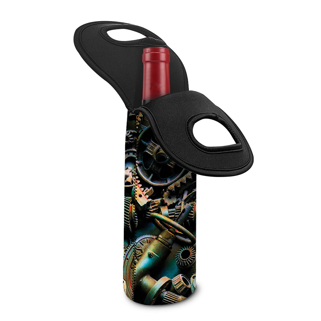Steampunk Cogs And Gears Print Single Neoprene Wine Tote