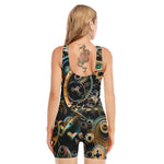 Steampunk Cogs And Gears Print Sleeveless One Piece Swimsuit