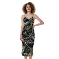 Steampunk Cogs And Gears Print Slim Fit Midi Cami Dress