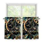 Steampunk Cogs And Gears Print Tier Curtains