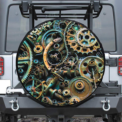 Steampunk Cogs And Gears Print Tire Cover