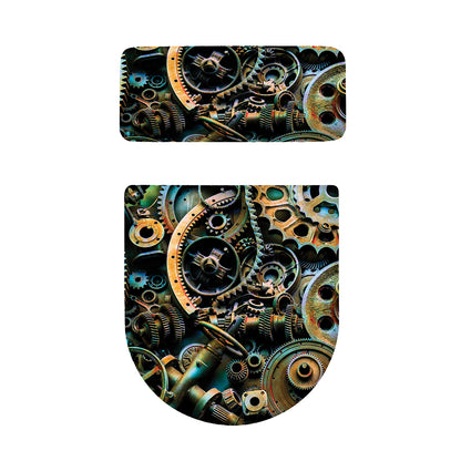 Steampunk Cogs And Gears Print Toilet Lid And Tank Cover Set