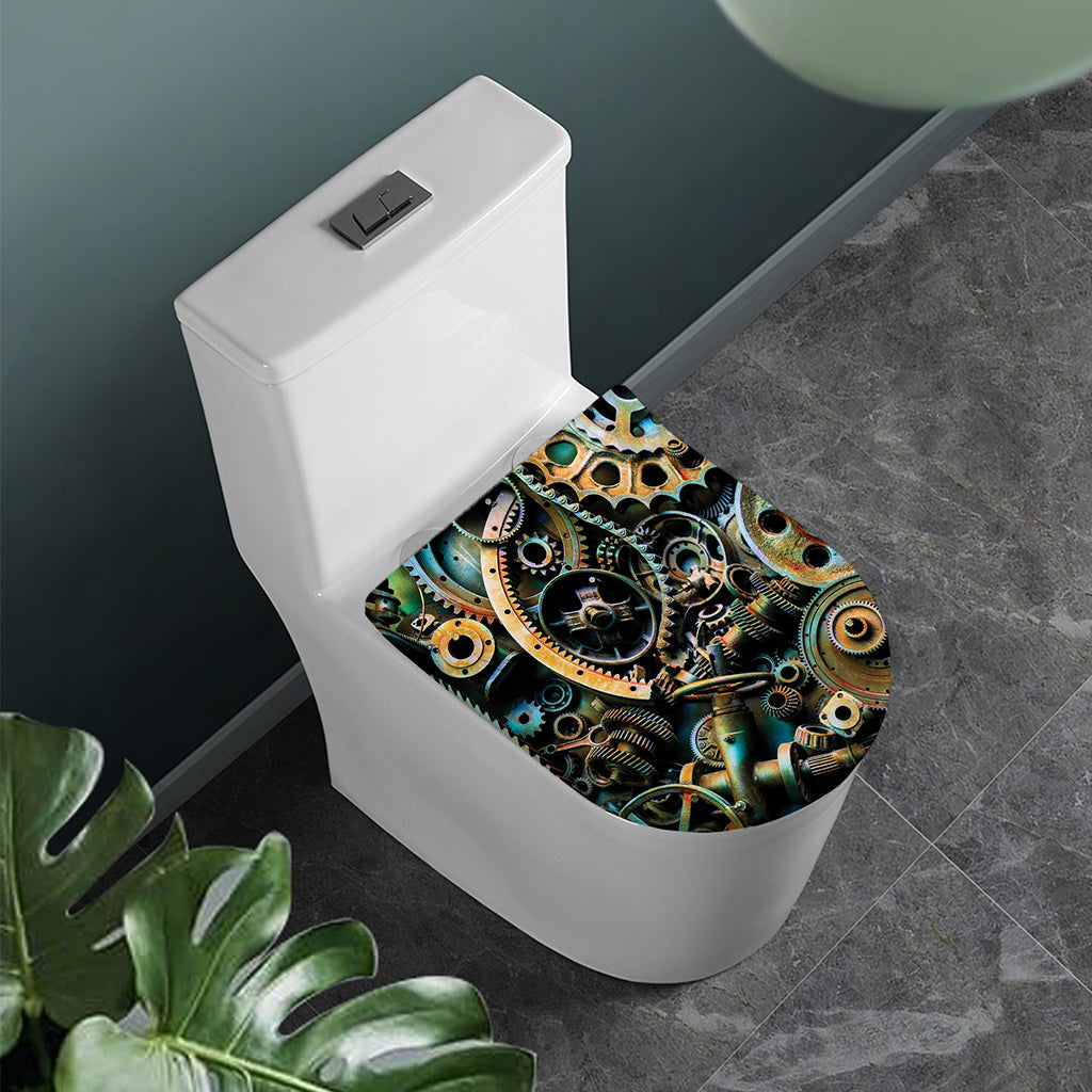 Steampunk Cogs And Gears Print Toilet Lid Cover