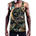 Steampunk Cogs And Gears Print Men's Workout Tank Top