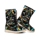 Steampunk Cogs And Gears Print Winter Boots