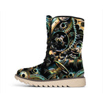 Steampunk Cogs And Gears Print Winter Boots
