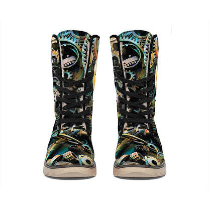 Steampunk Cogs And Gears Print Winter Boots