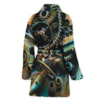 Steampunk Cogs And Gears Print Women's Bathrobe