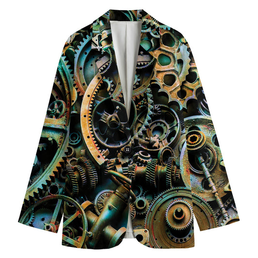 Steampunk Cogs And Gears Print Women's Blazer