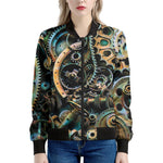 Steampunk Cogs And Gears Print Women's Bomber Jacket
