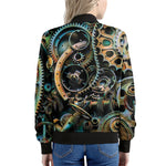 Steampunk Cogs And Gears Print Women's Bomber Jacket