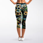 Steampunk Cogs And Gears Print Women's Capri Leggings