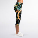 Steampunk Cogs And Gears Print Women's Capri Leggings