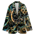 Steampunk Cogs And Gears Print Women's Cotton Blazer