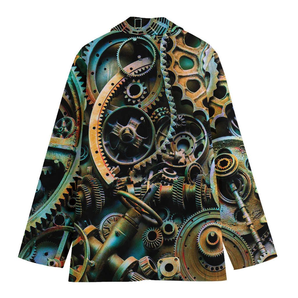 Steampunk Cogs And Gears Print Women's Cotton Blazer
