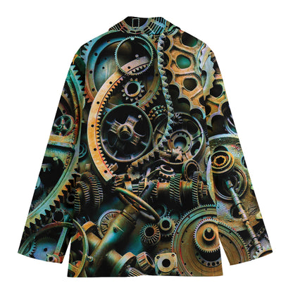 Steampunk Cogs And Gears Print Women's Cotton Blazer