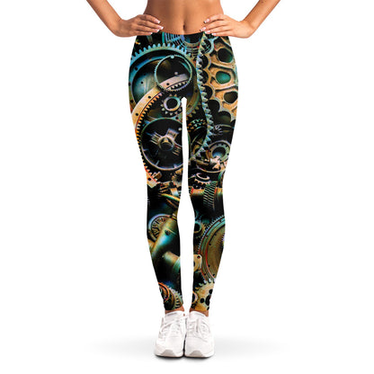 Steampunk Cogs And Gears Print Women's Leggings