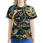 Steampunk Cogs And Gears Print Women's Polo Shirt