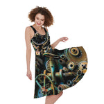 Steampunk Cogs And Gears Print Women's Sleeveless Dress