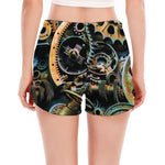 Steampunk Cogs And Gears Print Women's Split Running Shorts
