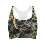 Steampunk Cogs And Gears Print Women's Sports Bra