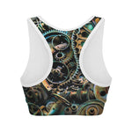 Steampunk Cogs And Gears Print Women's Sports Bra