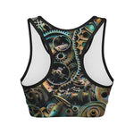 Steampunk Cogs And Gears Print Women's Sports Bra
